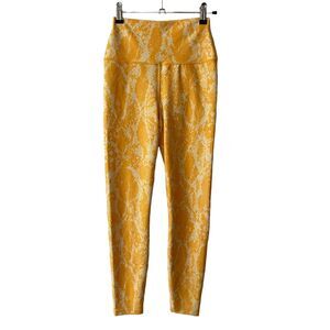 Carbon38 XS High Rise Leggings Yellow Snake Python Print Activewear
